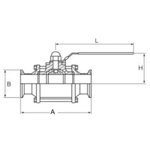 Vanne à Bille 3 pièces Cavité Pleine 2" TC SS316